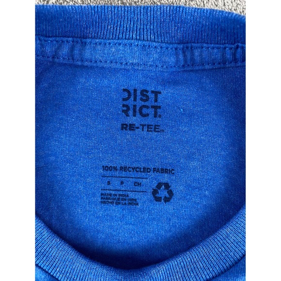 District Re Tee Mens Long Sleeve T-Shirt Blue Recycled Fabric - Picture 3 of 10